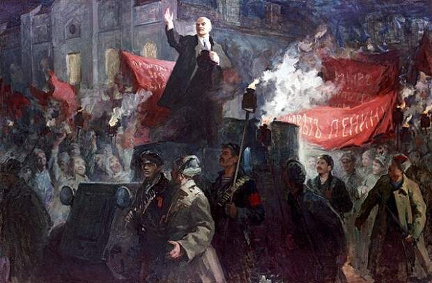 Репродукция картины Веры Любимовой «Приезд В. И. Ленина в Петроград 3 апреля 1917 года». Источник: РИА Новости