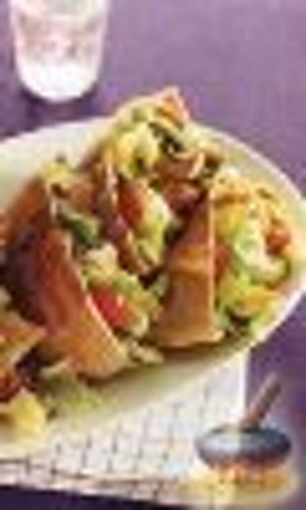 Фото к рецепту: Пита с салатом из куриного мяса и овощей