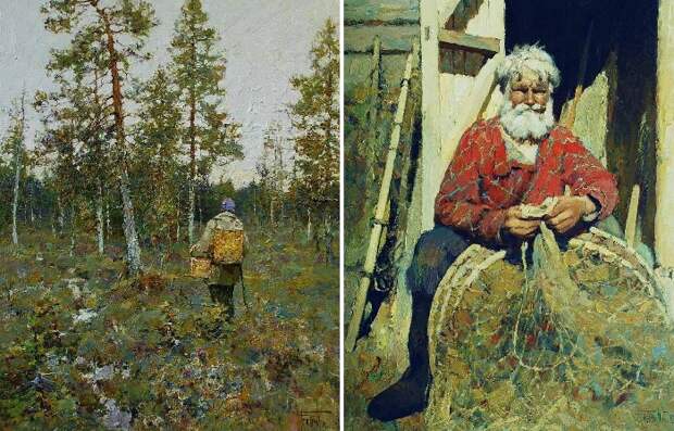 За грибами. / Заядлый рыбак. Художник: Юрий Васендин.