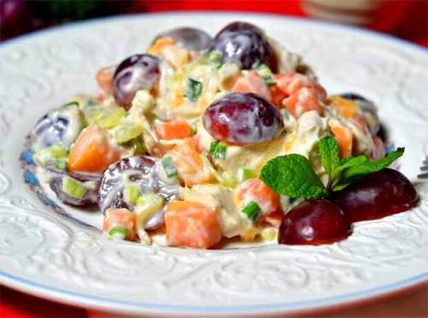 куриный салат с виноградом