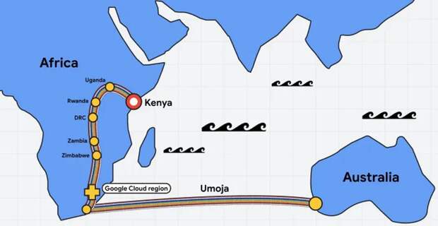 Google построила первый волоконно-оптический кабель между Африкой и Австралией