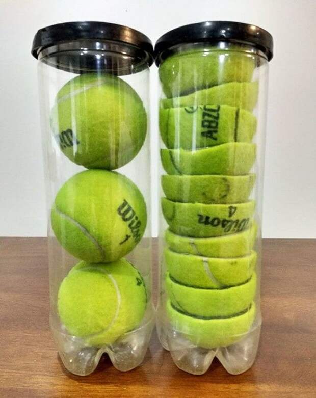 Cut Your Tennis Balls In Half To Store Two More Balls In Each Can Saving Space