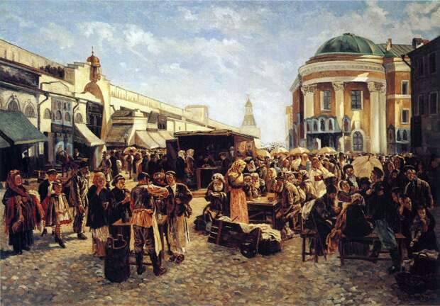 В. Позднеев. Старая площадь, Толкучий рынок. 1890 год