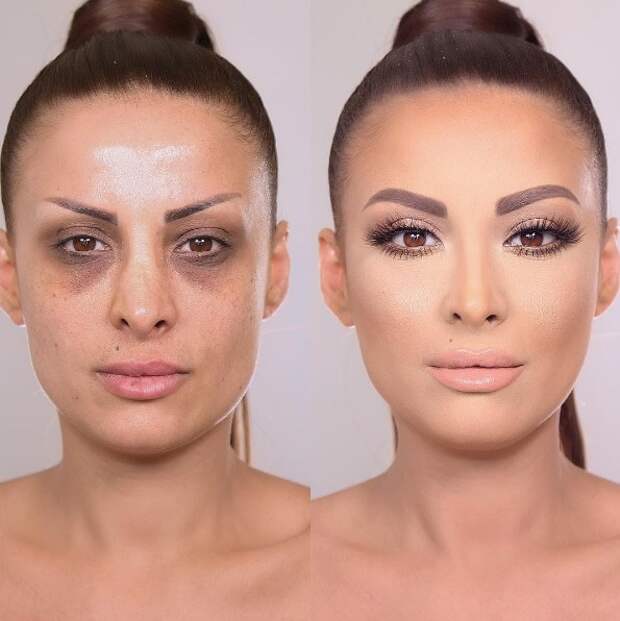 4. Никаких кругов под глазами до и после, до и после макияжа, макияж