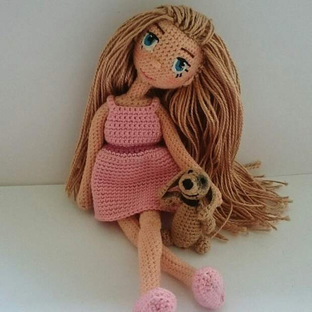 Девочка с таксой. Кукла, своими руками, амигуруми вязание, вязание крючком, длиннопост, рукоделие без процесса