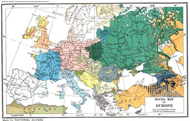Этническая карта Европы.1923 год исторические карты, карта, картография, карты, редкие карты