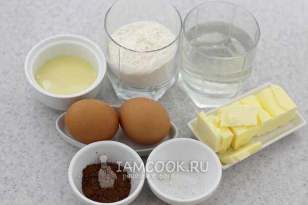Ингредиенты для заварных булочек с кремом