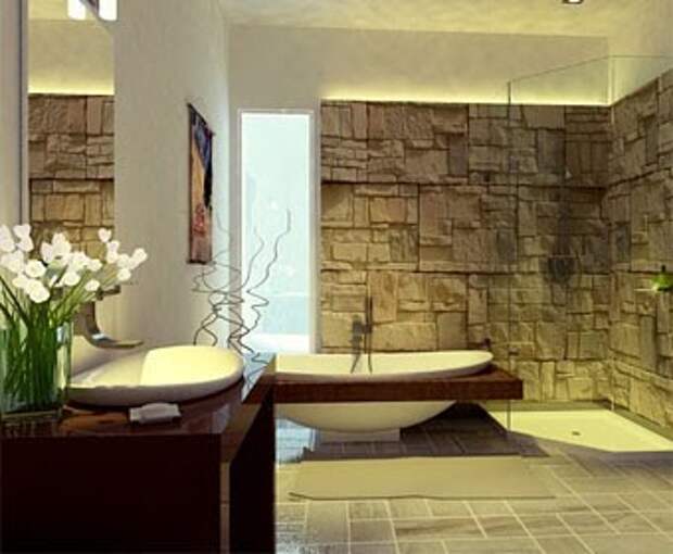 использование песчанника для отделки стен в ванной комнате