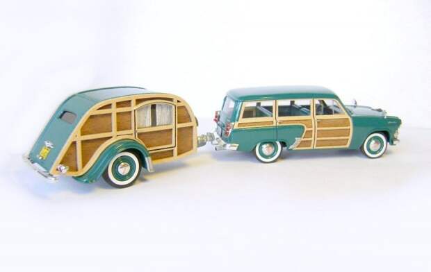Москвич-424Э Woody с прицепом Slumbercoach авто, автодизайн, газ, запорожец, моделизм, модель, москвич, советские автомобили