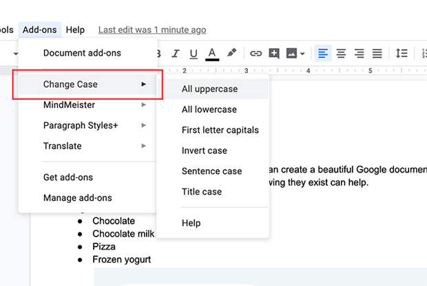 Use Change Case with Google Docs