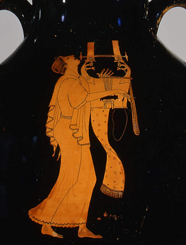 Кифара на краснофигурной амфоре так называемого Берлинского художника (V в. до н.э.). Сосуд хранится в Метрополитен-музее (Нью-Йорк)