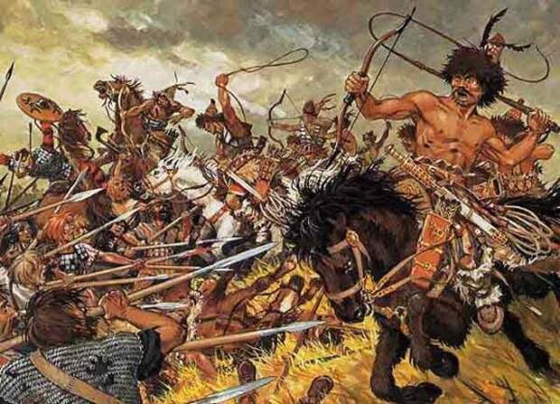 Нашествие гуннов. Современная иллюстрация.