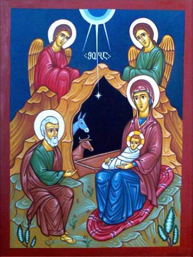Рождество Христово: иконы и фрески.  Рождество Христово, современная икона. Грузия