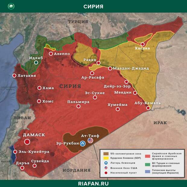 Карта боевых действий в Сирии