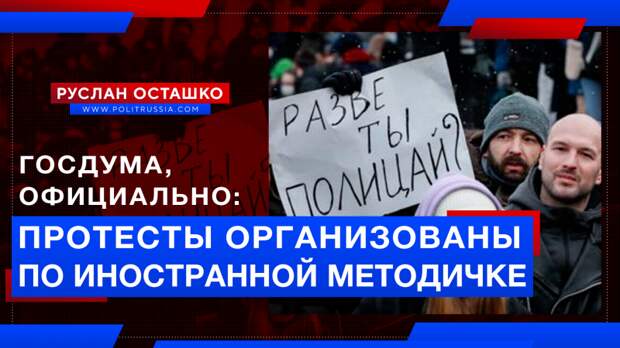 Госдума официально признала, что протесты в России организованы по иностранной «методичке»