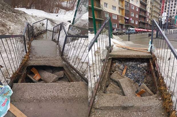 В Новосибирске рухнул пролёт лестницы возле детского сада