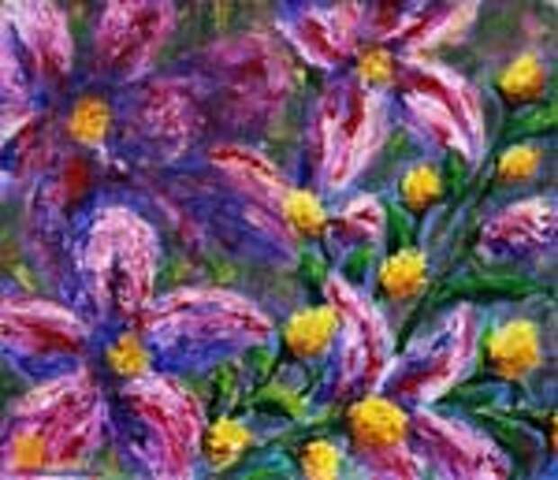 Цветочная картина мастихином: Поляна Таинственный ЦВЕТОВ