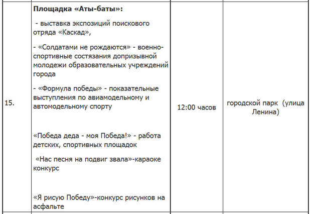 План мероприятий на 9 мая югорск