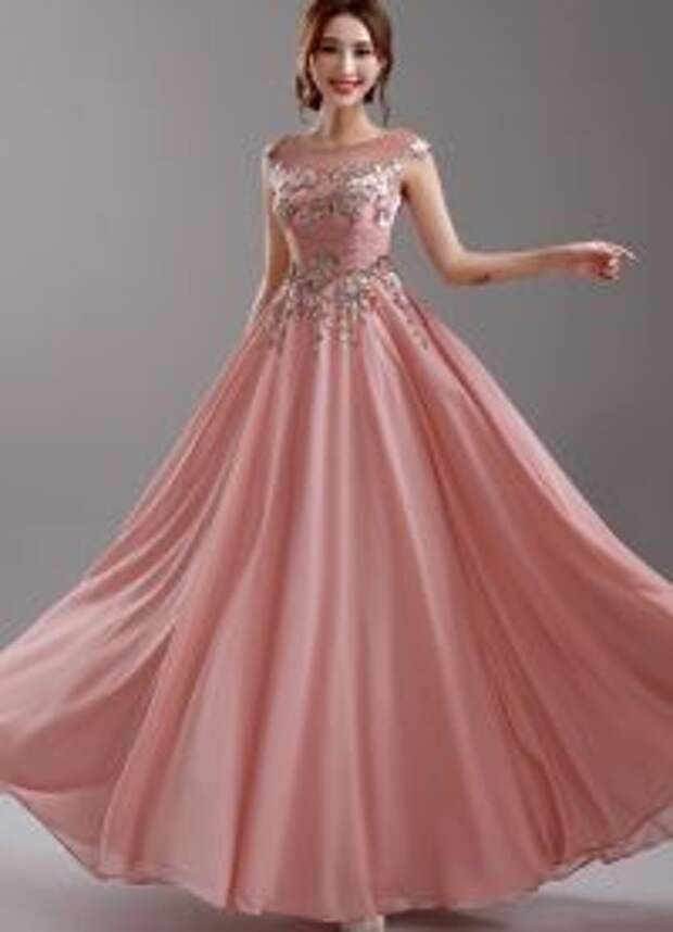 розовое платье в пол8