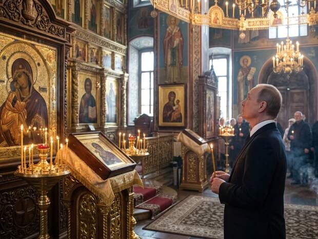 Путин на Пасхе помолился у Владимирской и Донской икон в Храме Христа Спасителя