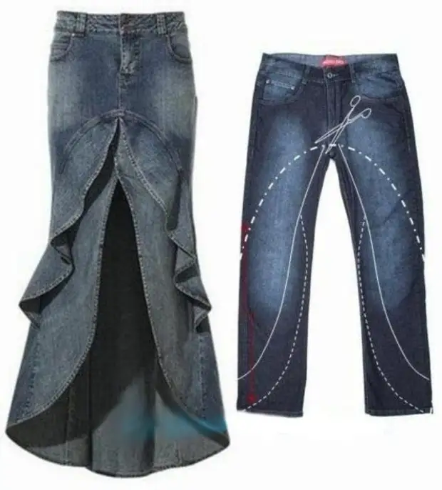 Как перешить джинсы в юбку с фото пошагово