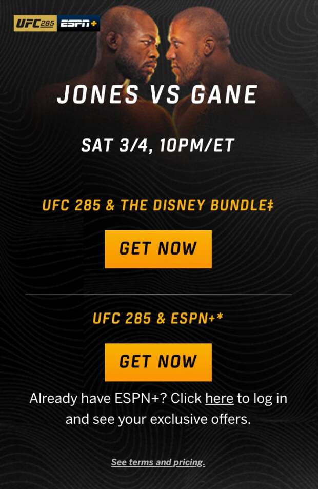 Mobile stream of UFC 285 on ESPN+