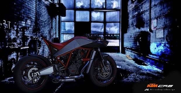 Концептуальное решение мотоцикла KTM CR8 от Мирко Сапио + видео
