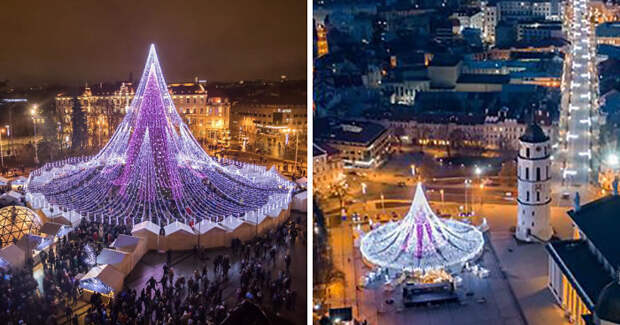Spectacular Christmas Tree In Vilnius Features 70,000 Lightbulbs And 2700 Toys
