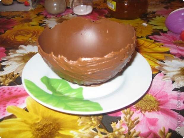 Вот такое шоколадное яйцо попробовала сделать. Очень вкусный десерт. Рецепт взяла здесь - http://forum.say7.info/topic12552.html фото 7