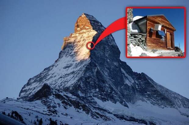 Солвей Хат — высокогорная хижина, расположенная на северо-восточном гребне горы Маттерхорна (Matterhorn) на высоте 4003 метра над уровнем моря дом, интересное, красиво, обрыв, строения