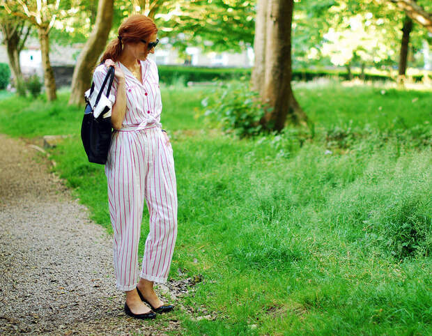 DVF vintage striped jumpsuit
