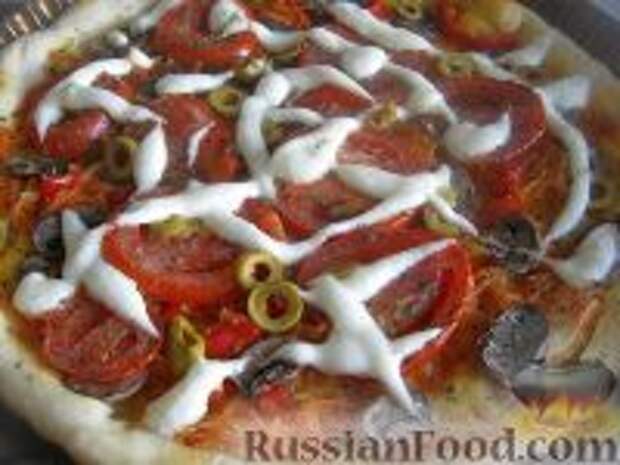 Фото к рецепту: Постная пицца с овощами