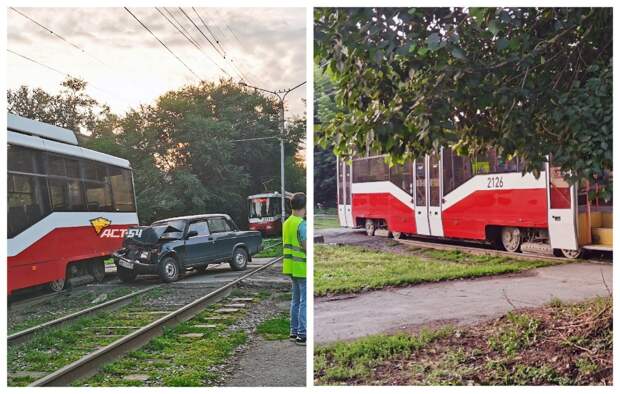 «Жигули» взяли на таран трамвай