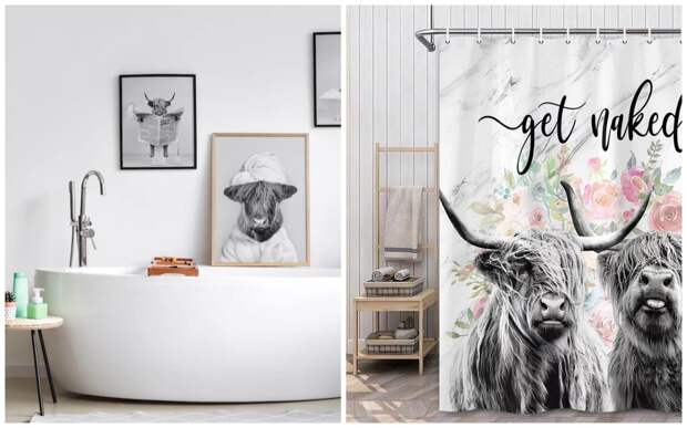 9 остроумных идей декора коровами в ванной комнате