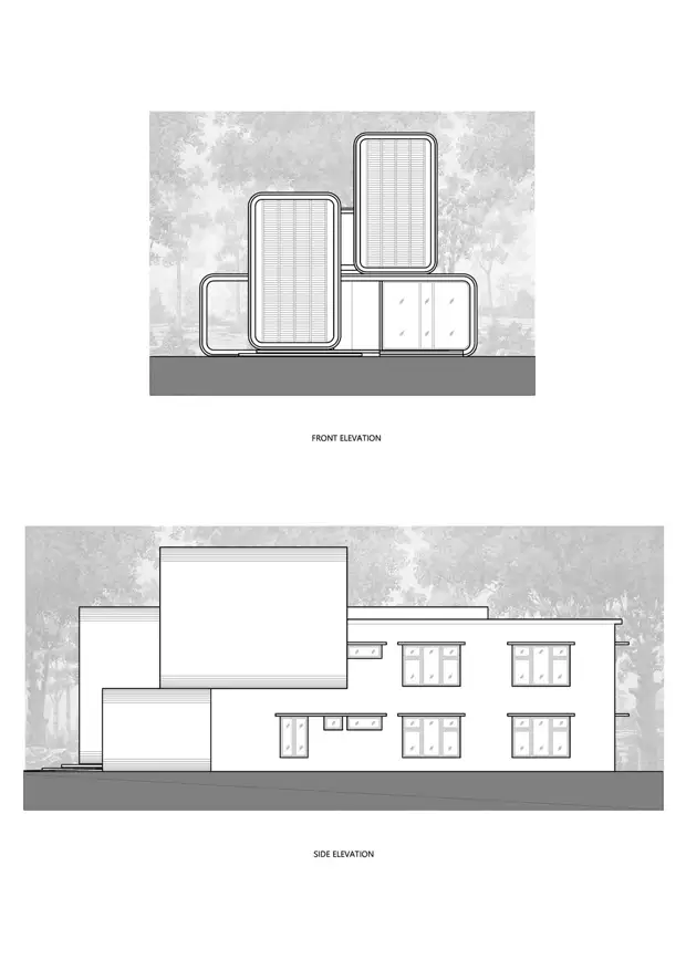 Семейный дом со смелым геометрическим фасадом в Индии