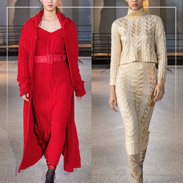 Вязаные платье, пальто и костюм из осенне-зимней коллекции Лауры Бьяджотти 2023