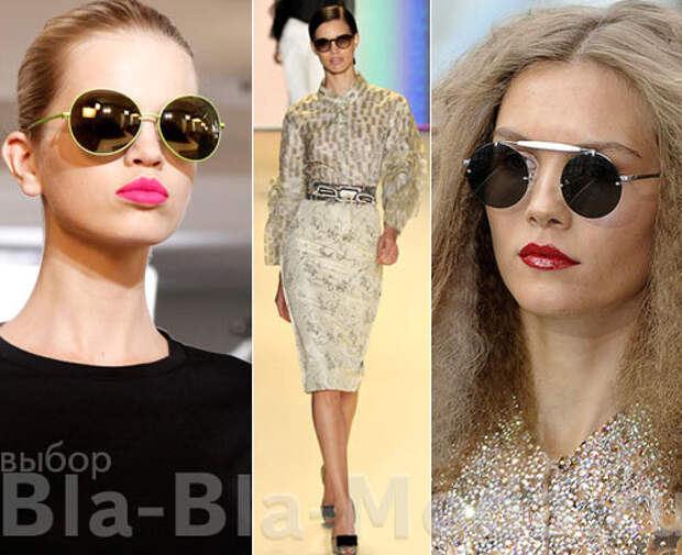 На фото модные солнцезащитные очки: Jil Sander, Carolina Herrera, Unique