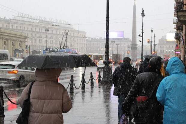 Петербуржцев предупредили о мокром снеге и дожде во вторник