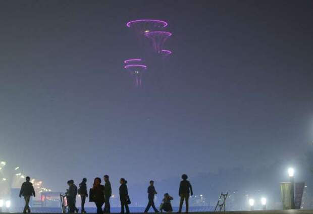 Beijing Olympic Park in heavy smog is seen on October 9, 2014.