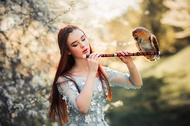HD wallpaper: girl, mood, owl, bird, bokeh, by Olga Boyko ...