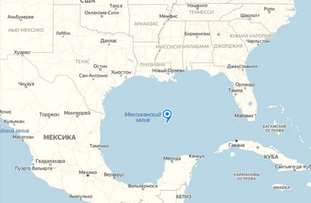 Мексиканский залив на карте.