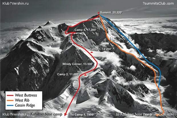 Денали (Мак-Кинли; англ. Mount McKinley, Denali). Маршруты восхождения Денали (Мак-Кинли; англ. Mount McKinley, Denali). Маршруты восхождения