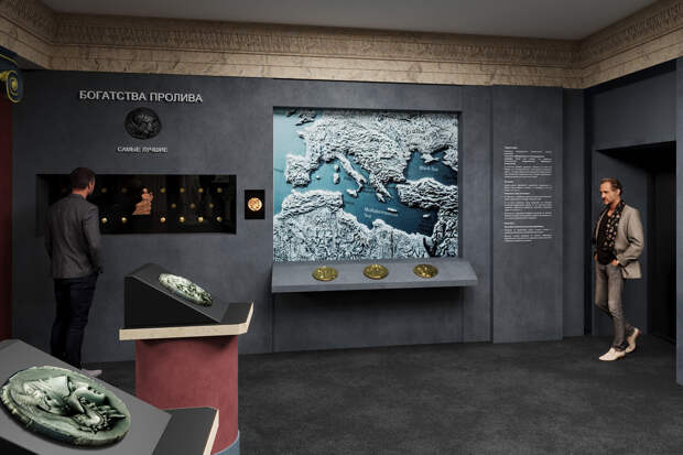 Экспозиция выставки «Боги, цари и варвары. Монеты Боспорского царства»