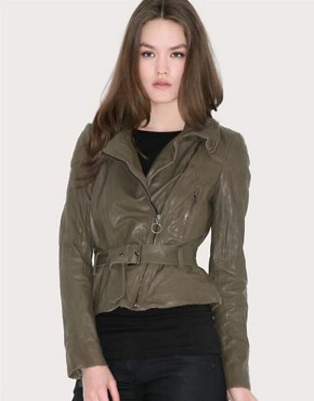 Image 1 of muubaa Belted Biker Leather Jacket