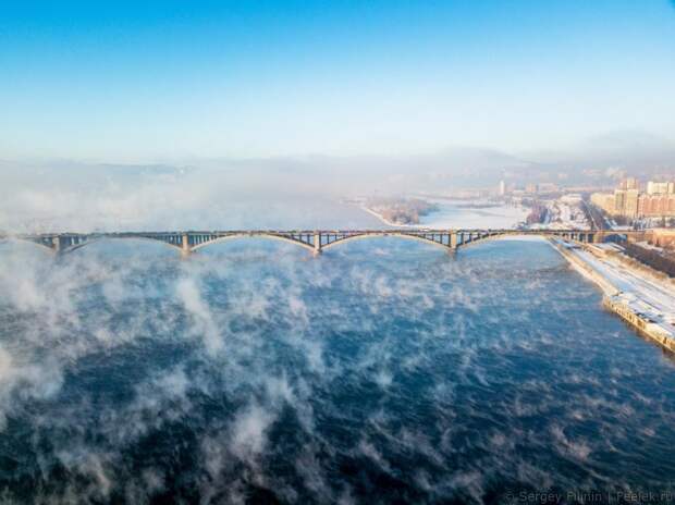 Зимний туман над Енисеем путешествия, факты, фото