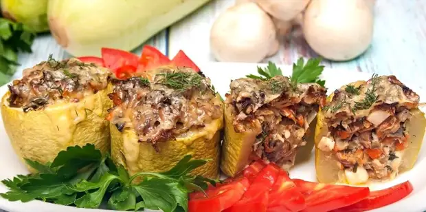 10 рецептов фаршированных кабачков в духовке и на плите