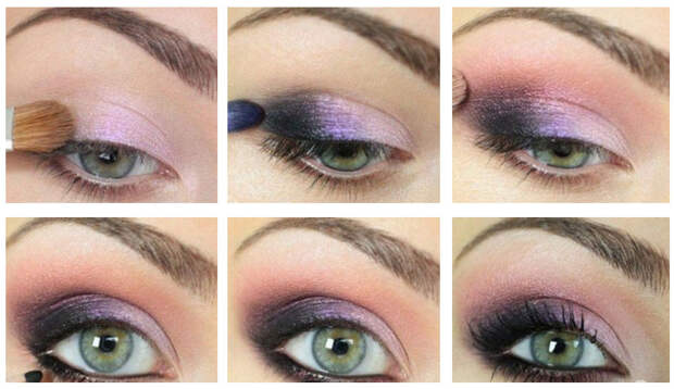 Сиренево-розовый макияж зеленых глаз