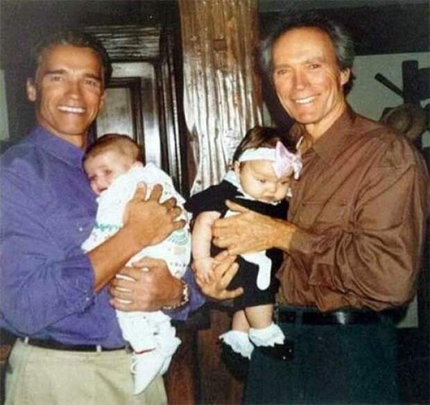 Шварценеггер с сыном Патриком и Иствуд с дочерью Франческой голливуд, кино, фото