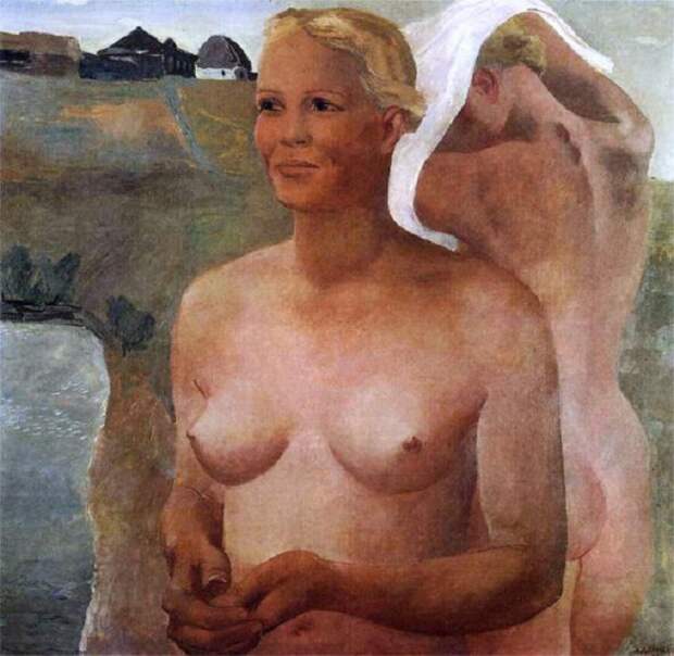 «Купающиеся девушки». (1933 год). Автор: Александр Дейнека.