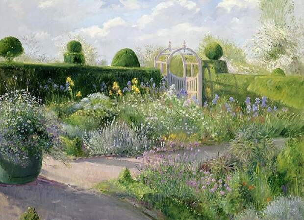 Цветущий май и ирисовая постель. (May blossom and the Iris Bed). Художник: Timothy Easton. Цветущий май и ирисовая постель. (May blossom and the Iris Bed). Художник: Timothy Easton.